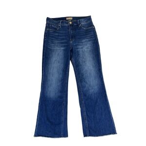 Kut from the Kloth Kelsey Fab Ab High Rise Ankle Flare Jeans Raw Hem Size 10